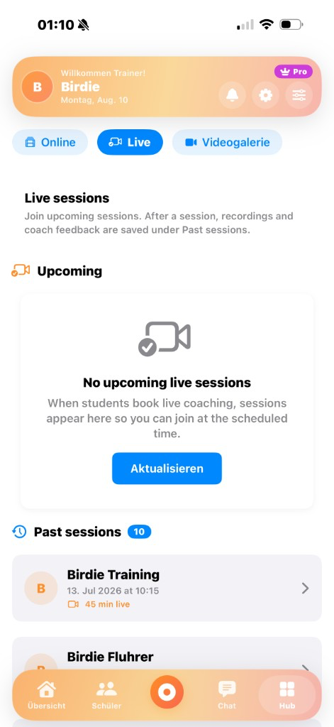 Live coaching sessions
